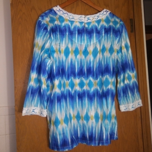 ALFRED Dunner Blue Tie Dye Tunic Blouse 18 Pre-owned - Picture 3 of 10